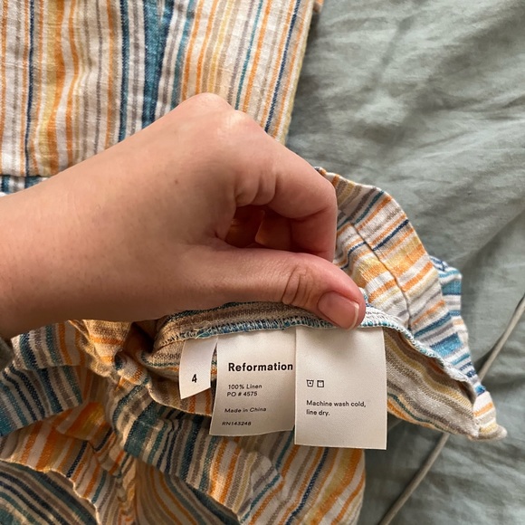 Reformation Linen Striped Romper - size 4 - Picture 4 of 4